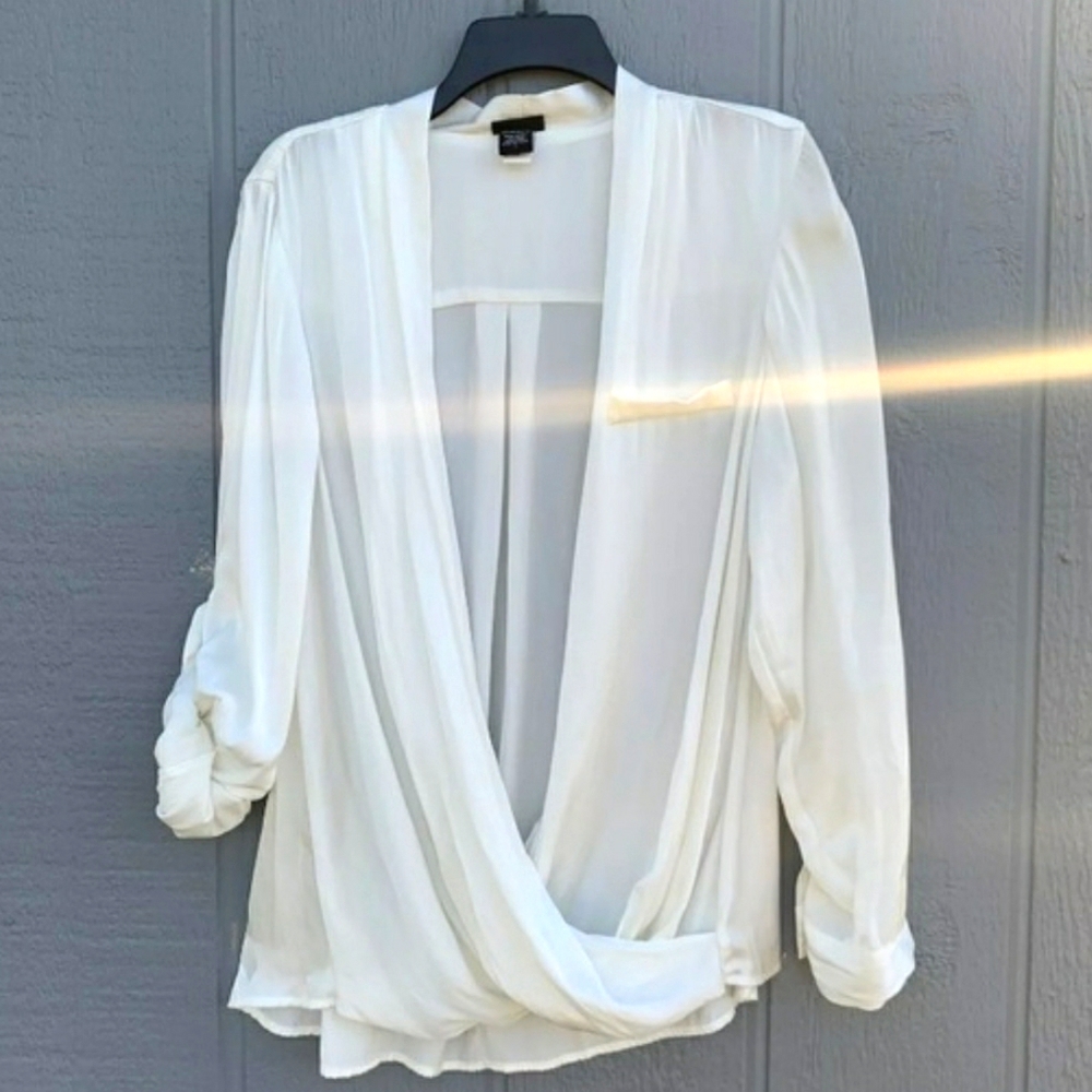 Torrid off white wrap blouse size 1